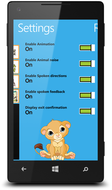 Letter Zoo App Settings Options Screen